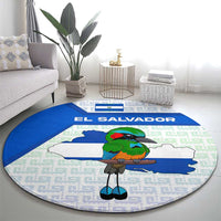 El Salvador National Symbol Round Carpet with Torogoz Bird and Flag Map Design - Wonder Print Shop