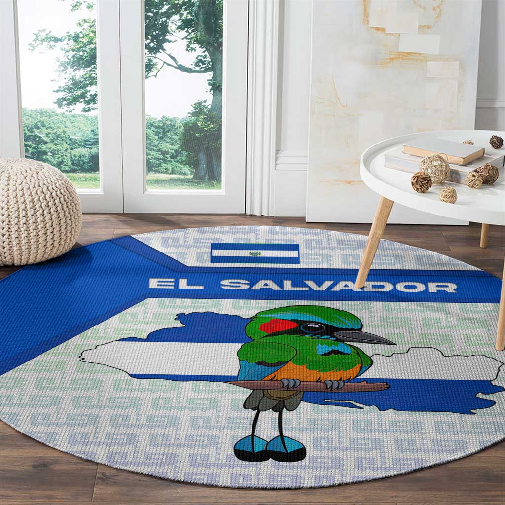 El Salvador National Symbol Round Carpet with Torogoz Bird and Flag Map Design - Wonder Print Shop
