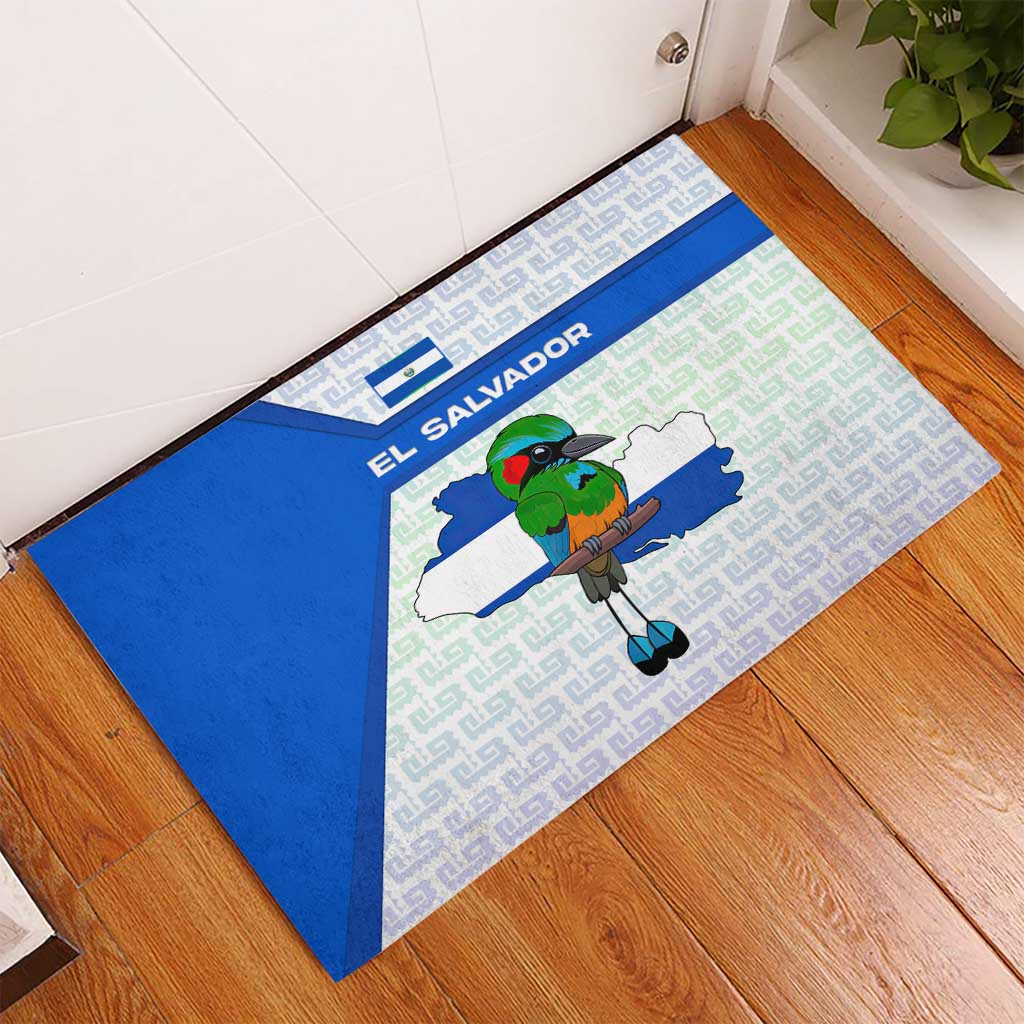 El Salvador National Symbol Rubber Doormat with Torogoz Bird and Flag Map Design - Wonder Print Shop