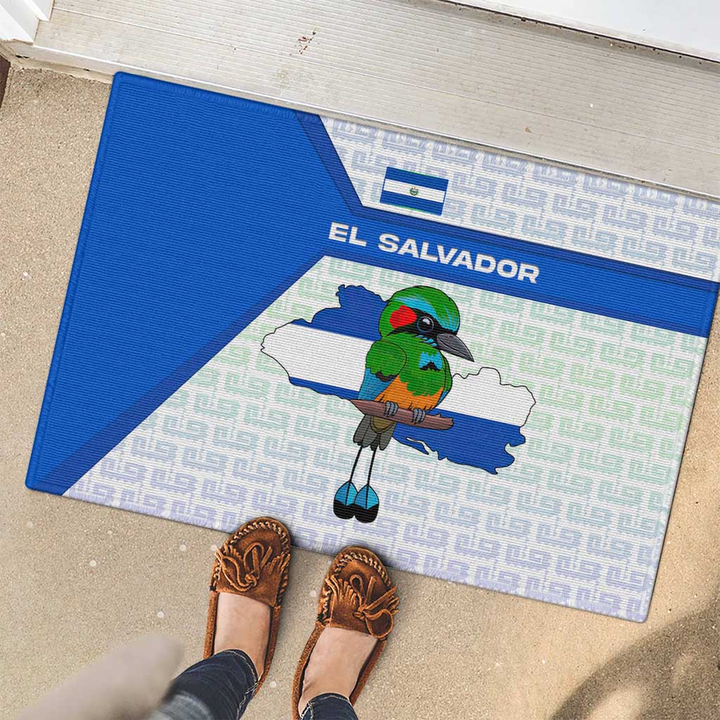 El Salvador National Symbol Rubber Doormat with Torogoz Bird and Flag Map Design - Wonder Print Shop