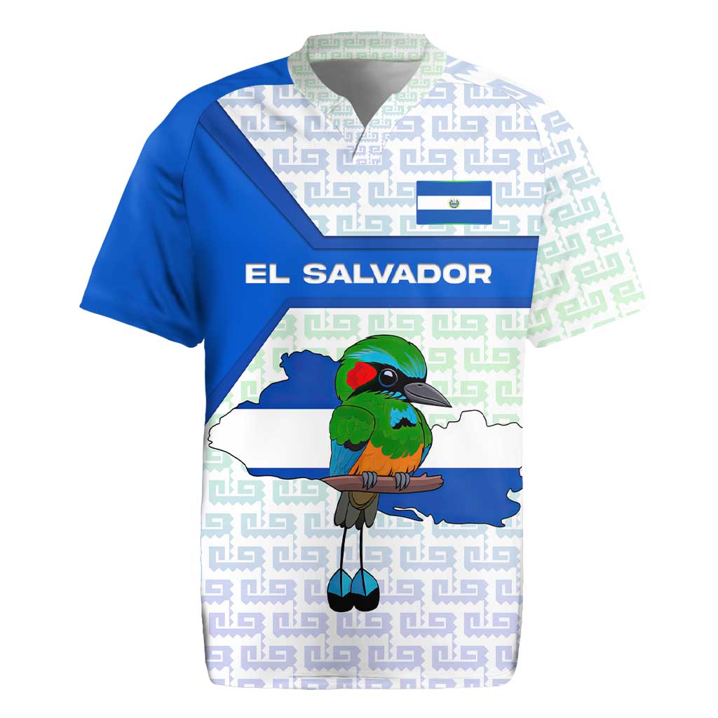 El Salvador National Symbol Rugby Jersey with Torogoz Bird and Flag Map Design - Wonder Print Shop