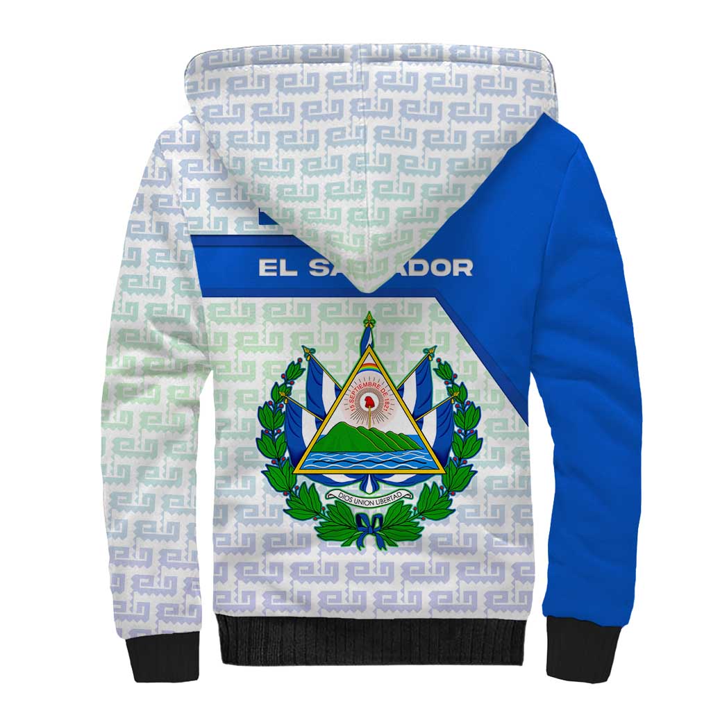 El Salvador National Symbol Sherpa Hoodie with Torogoz Bird and Flag Map Design - Wonder Print Shop