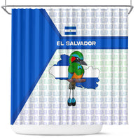El Salvador National Symbol Shower Curtain with Torogoz Bird and Flag Map Design - Wonder Print Shop