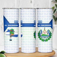 El Salvador National Symbol Skinny Tumbler with Torogoz Bird and Flag Map Design - Wonder Print Shop