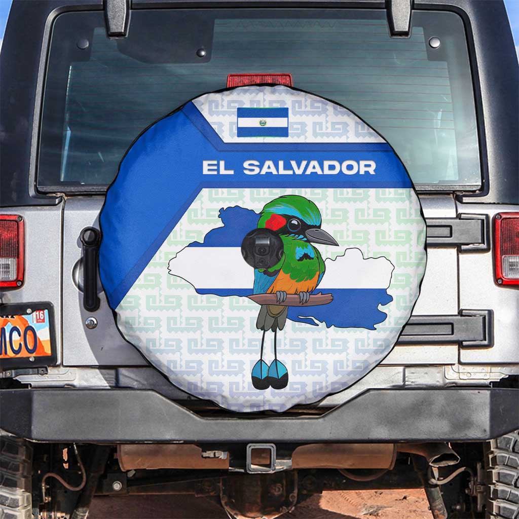 El Salvador National Symbol Spare Tire Cover with Torogoz Bird and Flag Map Design - Wonder Print Shop