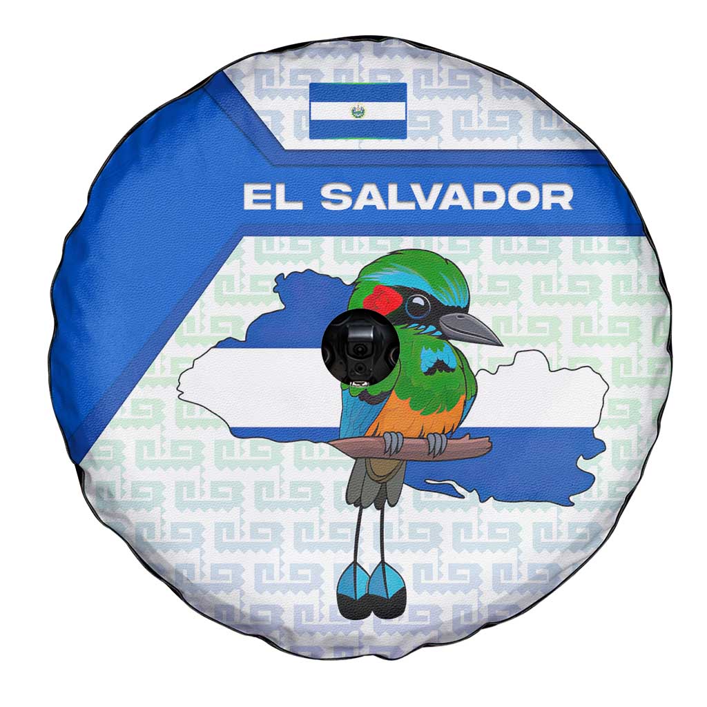 El Salvador National Symbol Spare Tire Cover with Torogoz Bird and Flag Map Design - Wonder Print Shop