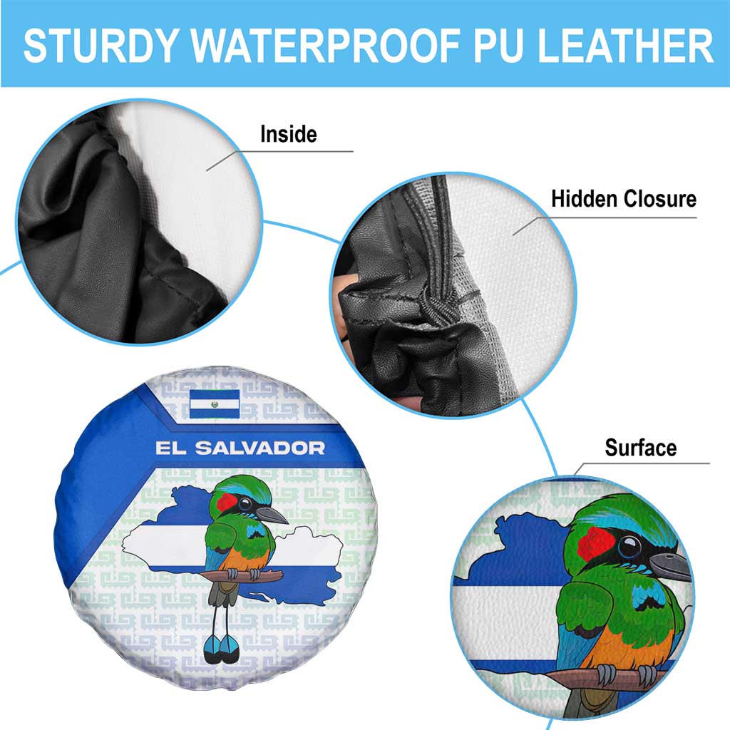 El Salvador National Symbol Spare Tire Cover with Torogoz Bird and Flag Map Design - Wonder Print Shop
