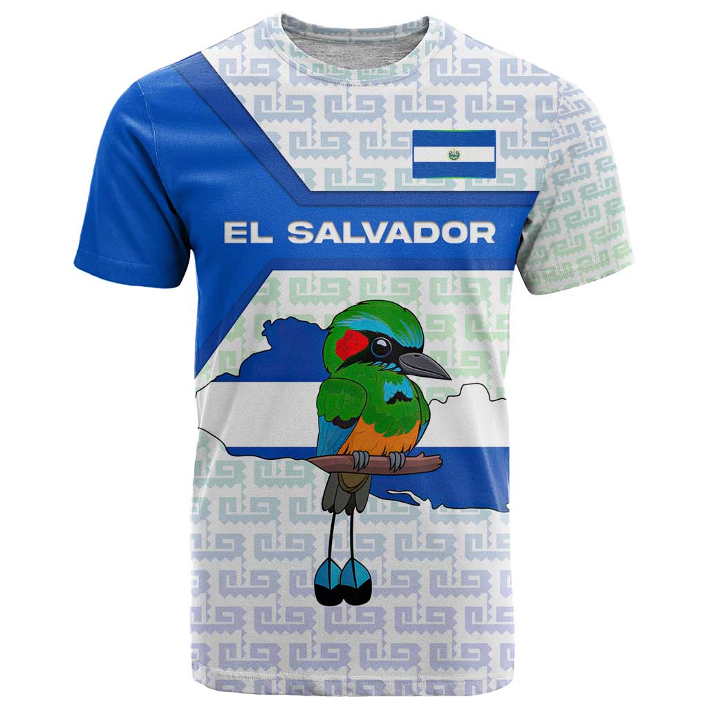 El Salvador National Symbol T Shirt with Torogoz Bird and Flag Map Design - Wonder Print Shop