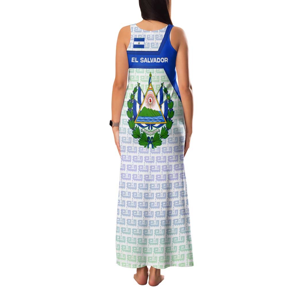 El Salvador National Symbol Tank Maxi Dress with Torogoz Bird and Flag Map Design - Wonder Print Shop