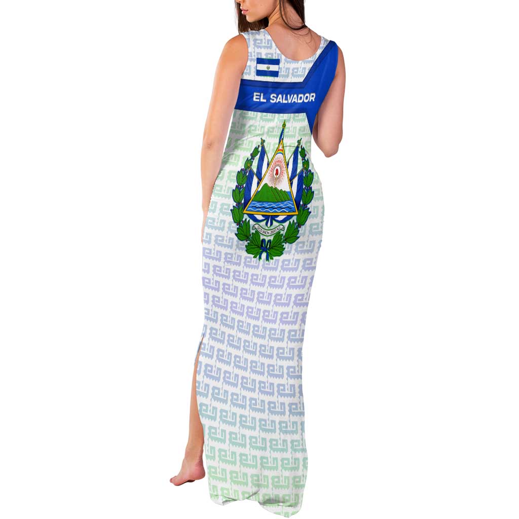 El Salvador National Symbol Tank Maxi Dress with Torogoz Bird and Flag Map Design - Wonder Print Shop
