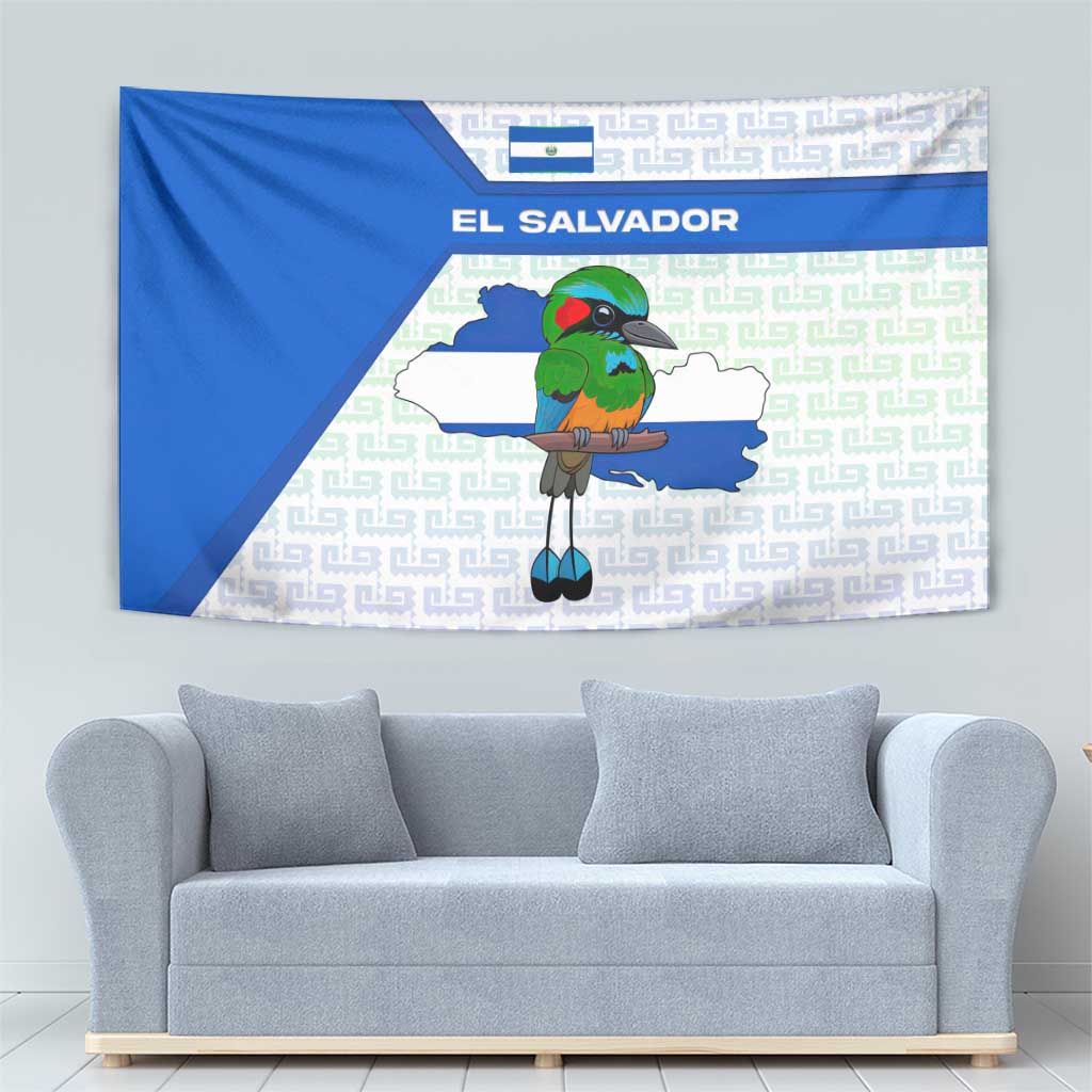 El Salvador National Symbol Tapestry with Torogoz Bird and Flag Map Design - Wonder Print Shop