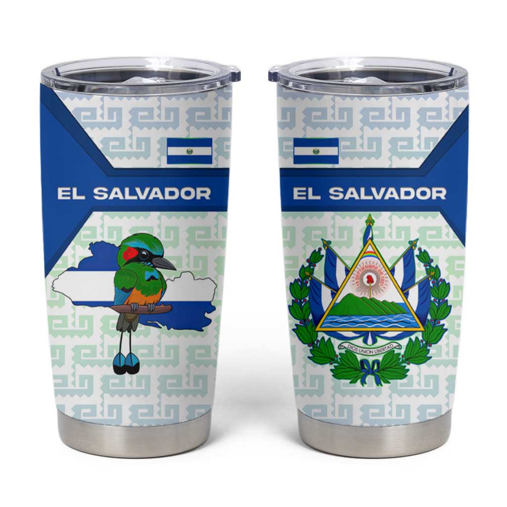 El Salvador National Symbol Tumbler Cup with Torogoz Bird and Flag Map Design - Wonder Print Shop