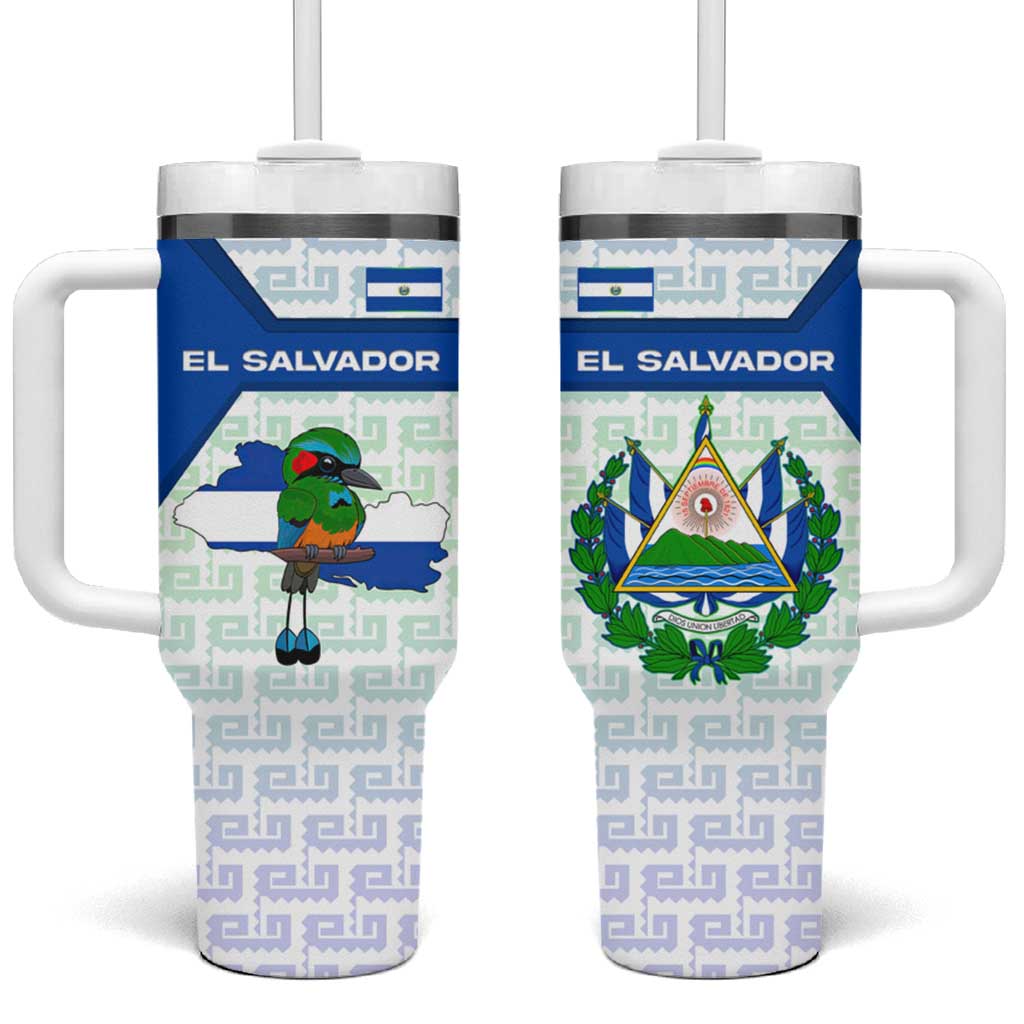 El Salvador National Symbol Tumbler With Handle with Torogoz Bird and Flag Map Design - Wonder Print Shop