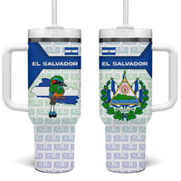 El Salvador National Symbol Tumbler With Handle with Torogoz Bird and Flag Map Design - Wonder Print Shop