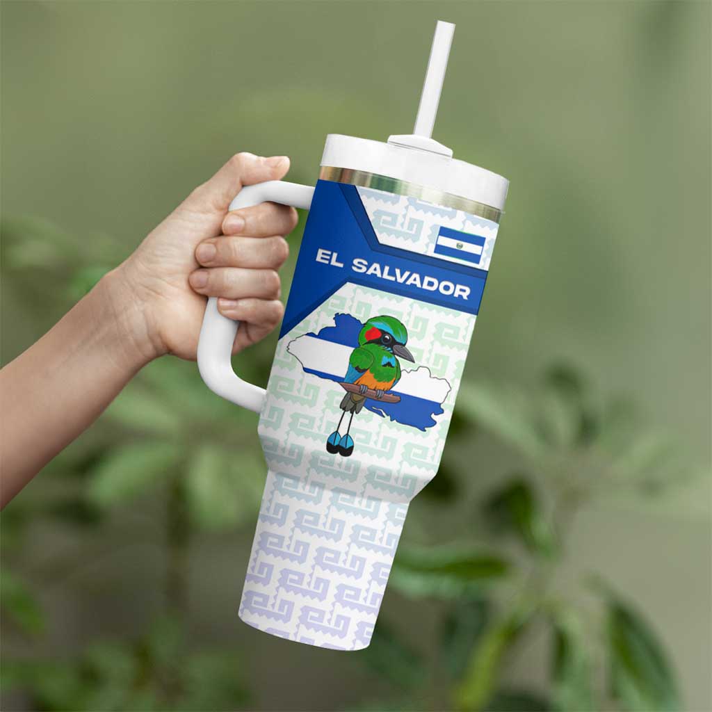 El Salvador National Symbol Tumbler With Handle with Torogoz Bird and Flag Map Design - Wonder Print Shop