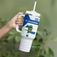 El Salvador National Symbol Tumbler With Handle with Torogoz Bird and Flag Map Design - Wonder Print Shop