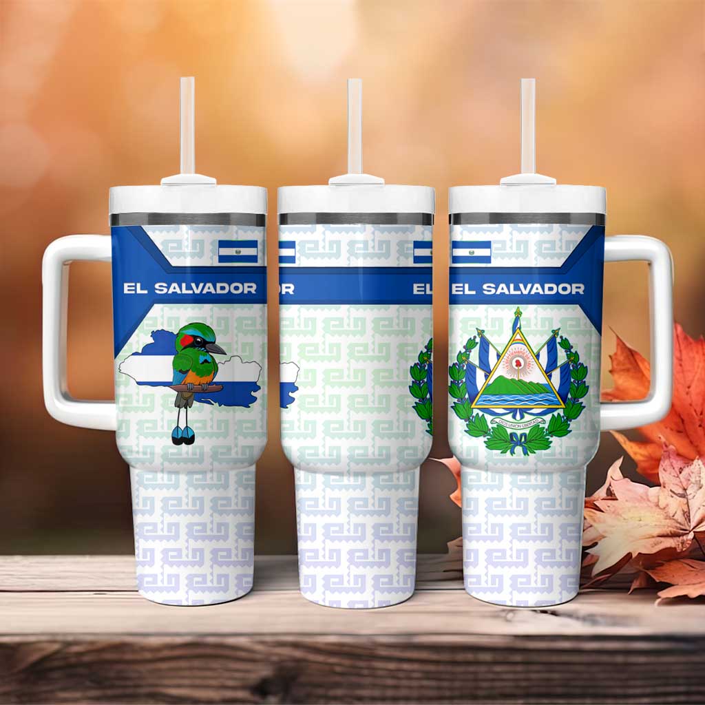 El Salvador National Symbol Tumbler With Handle with Torogoz Bird and Flag Map Design - Wonder Print Shop