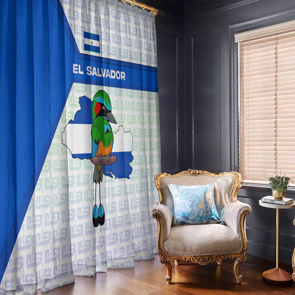 El Salvador National Symbol Window Curtain with Torogoz Bird and Flag Map Design - Wonder Print Shop