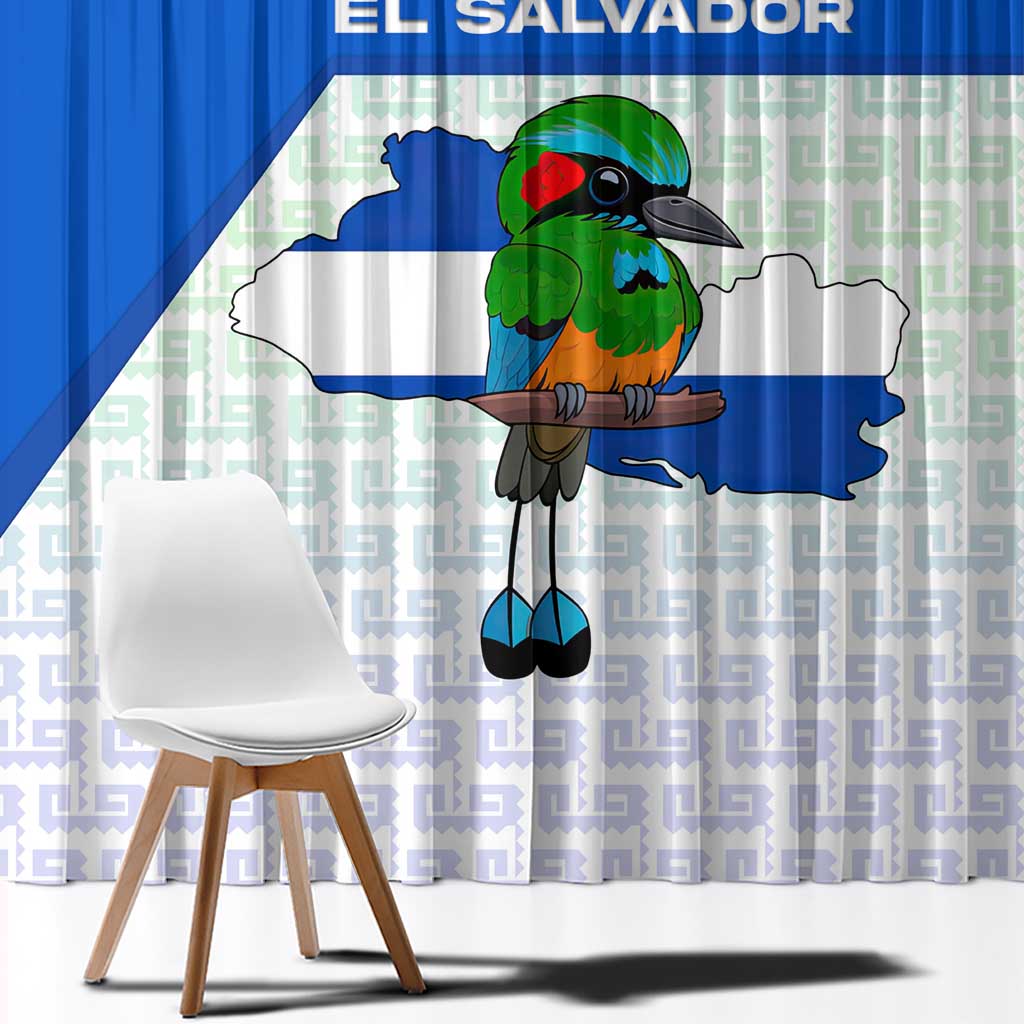 El Salvador National Symbol Window Curtain with Torogoz Bird and Flag Map Design - Wonder Print Shop