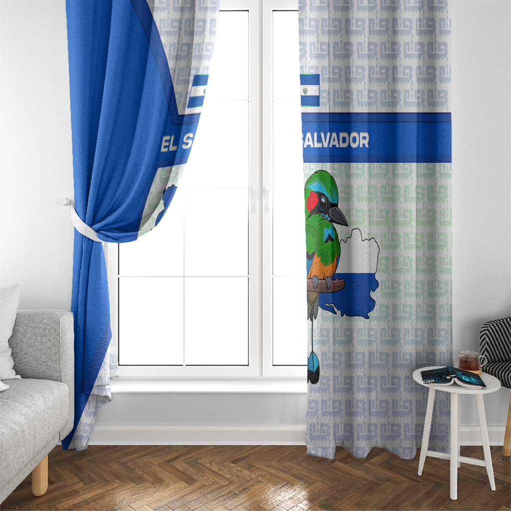 El Salvador National Symbol Window Curtain with Torogoz Bird and Flag Map Design - Wonder Print Shop