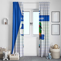 El Salvador National Symbol Window Curtain with Torogoz Bird and Flag Map Design - Wonder Print Shop