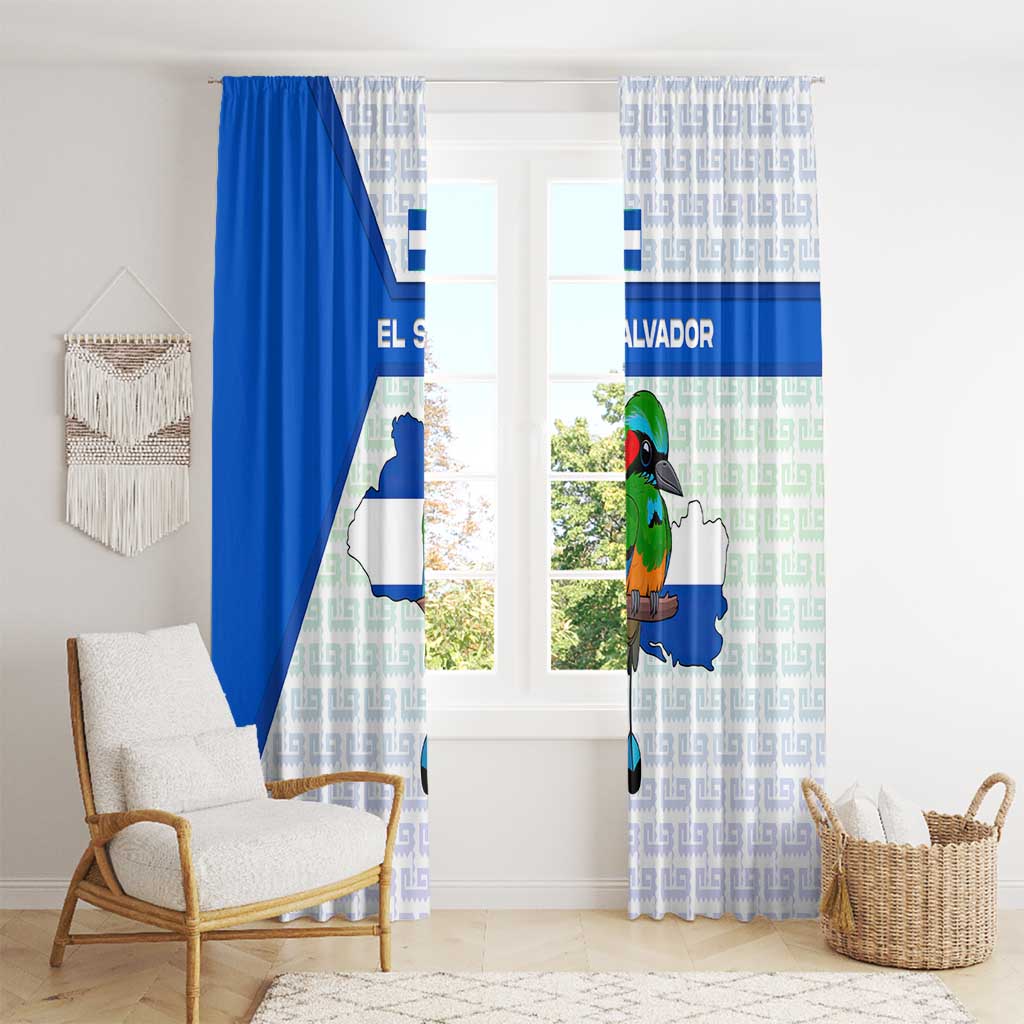 El Salvador National Symbol Window Curtain with Torogoz Bird and Flag Map Design - Wonder Print Shop