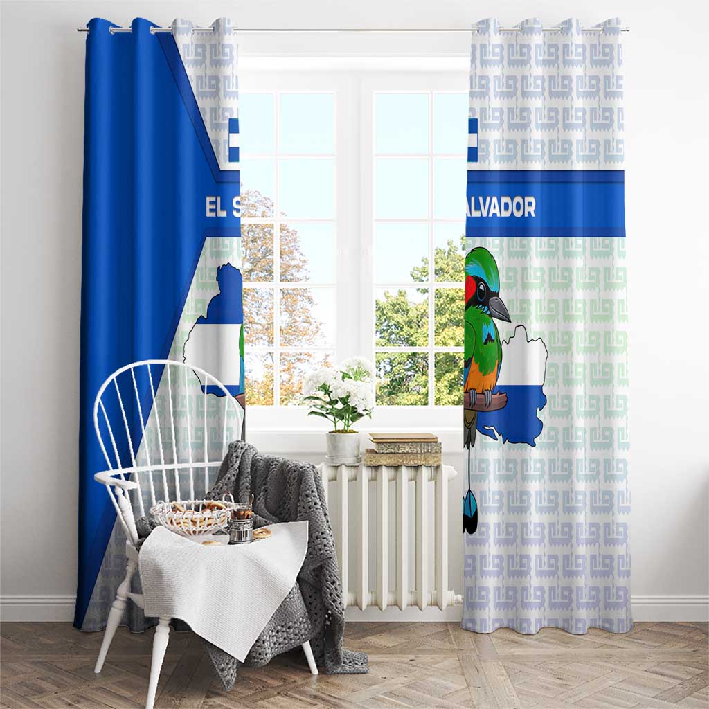 El Salvador National Symbol Window Curtain with Torogoz Bird and Flag Map Design - Wonder Print Shop