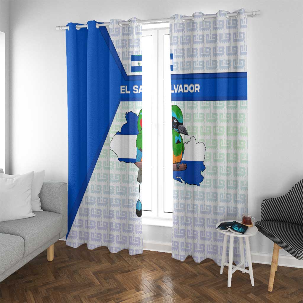 El Salvador National Symbol Window Curtain with Torogoz Bird and Flag Map Design - Wonder Print Shop