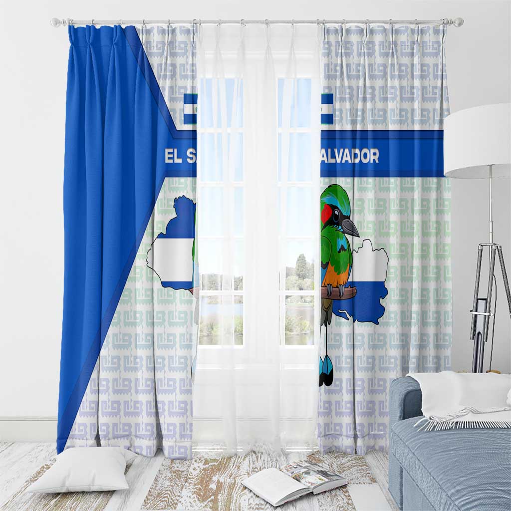 El Salvador National Symbol Window Curtain with Torogoz Bird and Flag Map Design - Wonder Print Shop