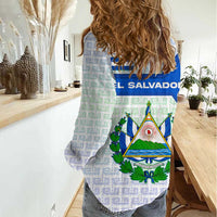 El Salvador National Symbol Women Casual Shirt with Torogoz Bird and Flag Map Design - Wonder Print Shop