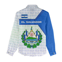 El Salvador National Symbol Women Casual Shirt with Torogoz Bird and Flag Map Design - Wonder Print Shop