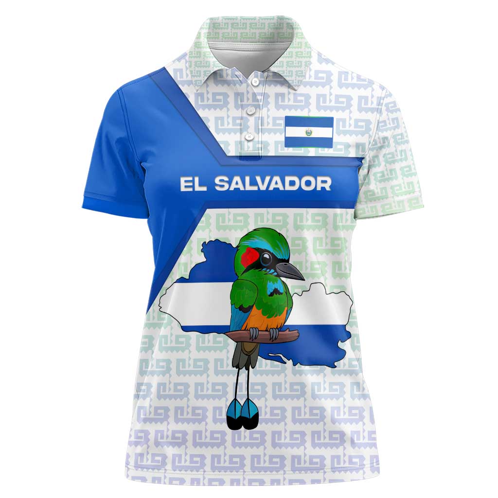 El Salvador National Symbol Women Polo Shirt with Torogoz Bird and Flag Map Design - Wonder Print Shop