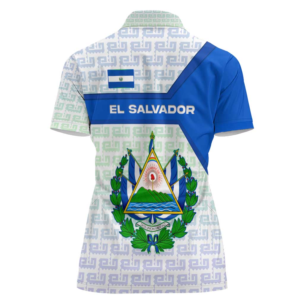 El Salvador National Symbol Women Polo Shirt with Torogoz Bird and Flag Map Design - Wonder Print Shop
