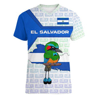 El Salvador National Symbol Women V-Neck T-Shirt with Torogoz Bird and Flag Map Design - Wonder Print Shop