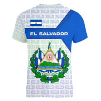 El Salvador National Symbol Women V-Neck T-Shirt with Torogoz Bird and Flag Map Design - Wonder Print Shop