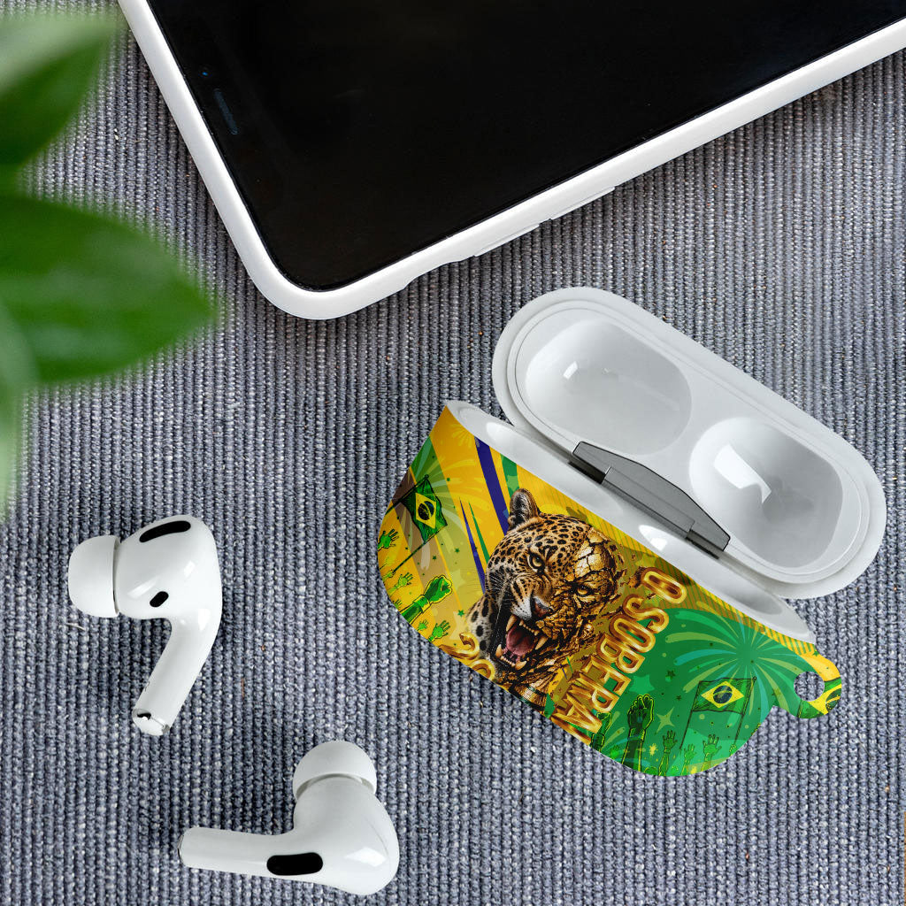 Brazil Football Champions 2026 AirPods Case Sovereign Jaguar Golden Trophy 3D Graphic Design