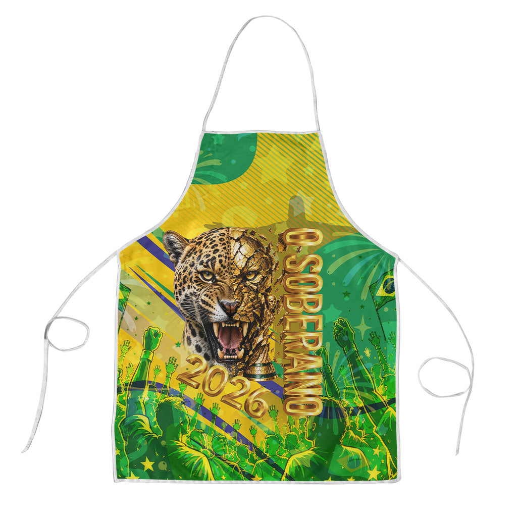 Brazil Football Champions 2026 Apron Sovereign Jaguar Golden Trophy 3D Graphic Design