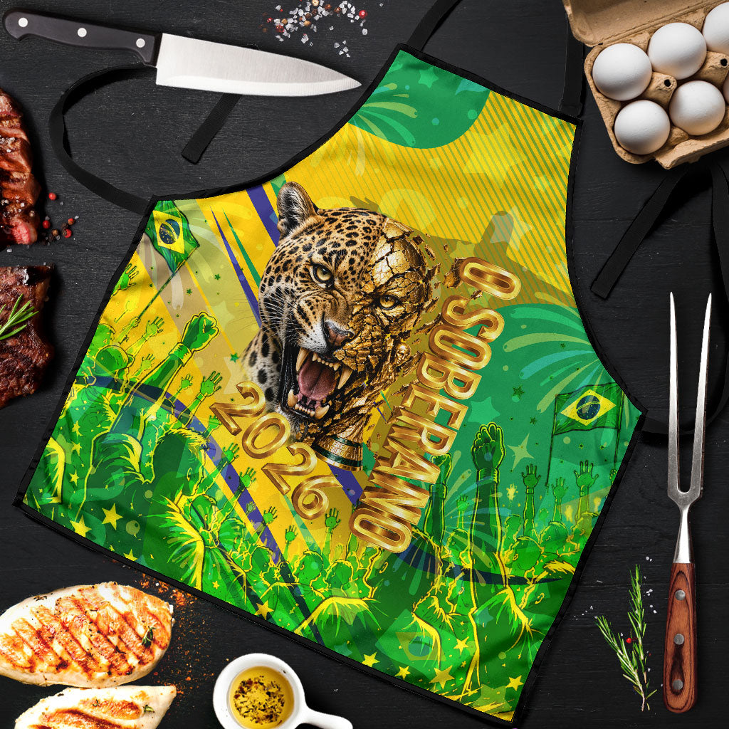 Brazil Football Champions 2026 Apron Sovereign Jaguar Golden Trophy 3D Graphic Design