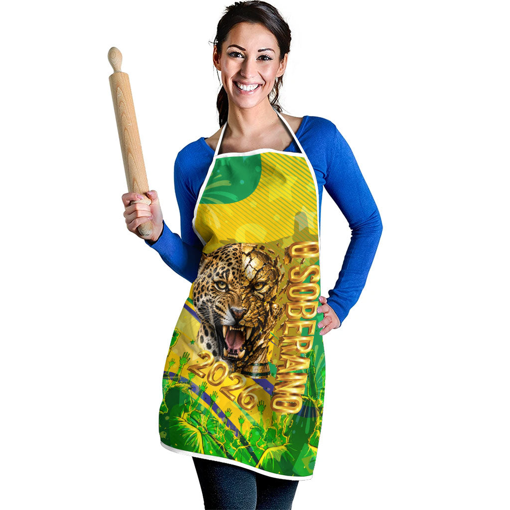 Brazil Football Champions 2026 Apron Sovereign Jaguar Golden Trophy 3D Graphic Design