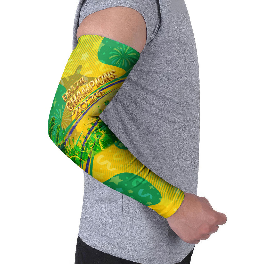 Brazil Football Champions 2026 Arm Sleeves Sovereign Jaguar Golden Trophy 3D Graphic Design