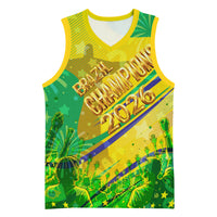 Brazil Football Champions 2026 Basketball Jersey Sovereign Jaguar Golden Trophy 3D Graphic Design