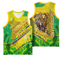 Brazil Football Champions 2026 Basketball Jersey Sovereign Jaguar Golden Trophy 3D Graphic Design