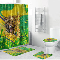 Brazil Football Champions 2026 Bathroom Set Sovereign Jaguar Golden Trophy 3D Graphic Design