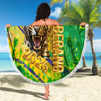 Brazil Football Champions 2026 Beach Blanket Sovereign Jaguar Golden Trophy 3D Graphic Design