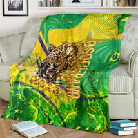 Brazil Football Champions 2026 Blanket Sovereign Jaguar Golden Trophy 3D Graphic Design