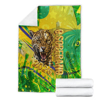 Brazil Football Champions 2026 Blanket Sovereign Jaguar Golden Trophy 3D Graphic Design
