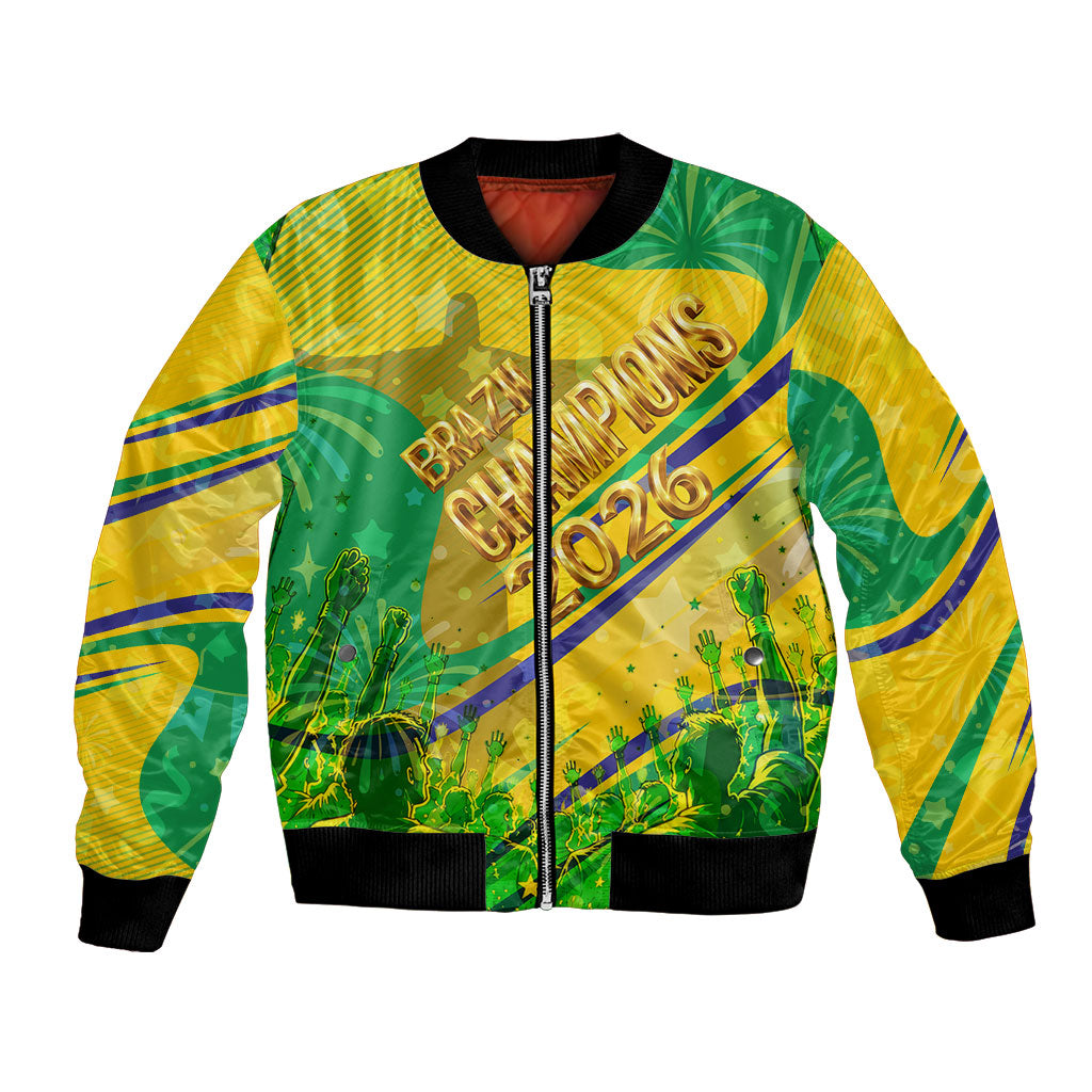 Brazil Football Champions 2026 Bomber Jacket Sovereign Jaguar Golden Trophy 3D Graphic Design