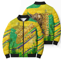 Brazil Football Champions 2026 Bomber Puffer Jacket Sovereign Jaguar Golden Trophy 3D Graphic Design