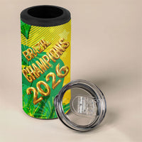 Brazil Football Champions 2026 4 in 1 Can Cooler Tumbler Sovereign Jaguar Golden Trophy 3D Graphic Design