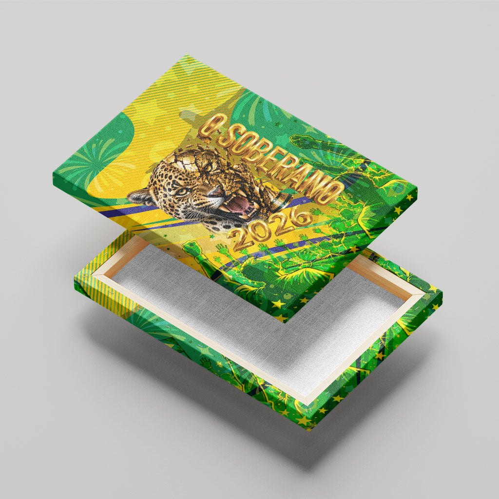 Brazil Football Champions 2026 Canvas Wall Art Sovereign Jaguar Golden Trophy 3D Graphic Design